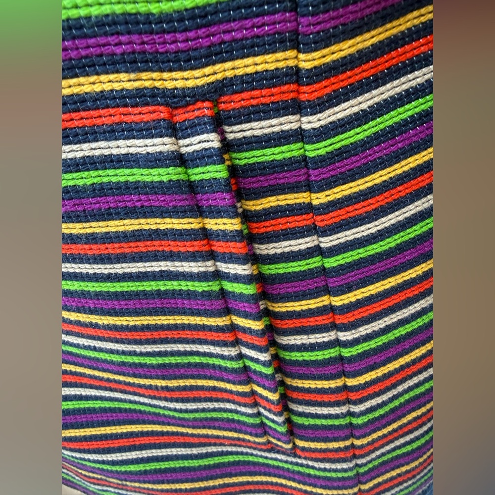 Talbots Rainbow Horizontal Striped Metallic Thread Mandarin Collar Biazer - Picture 7 of 12